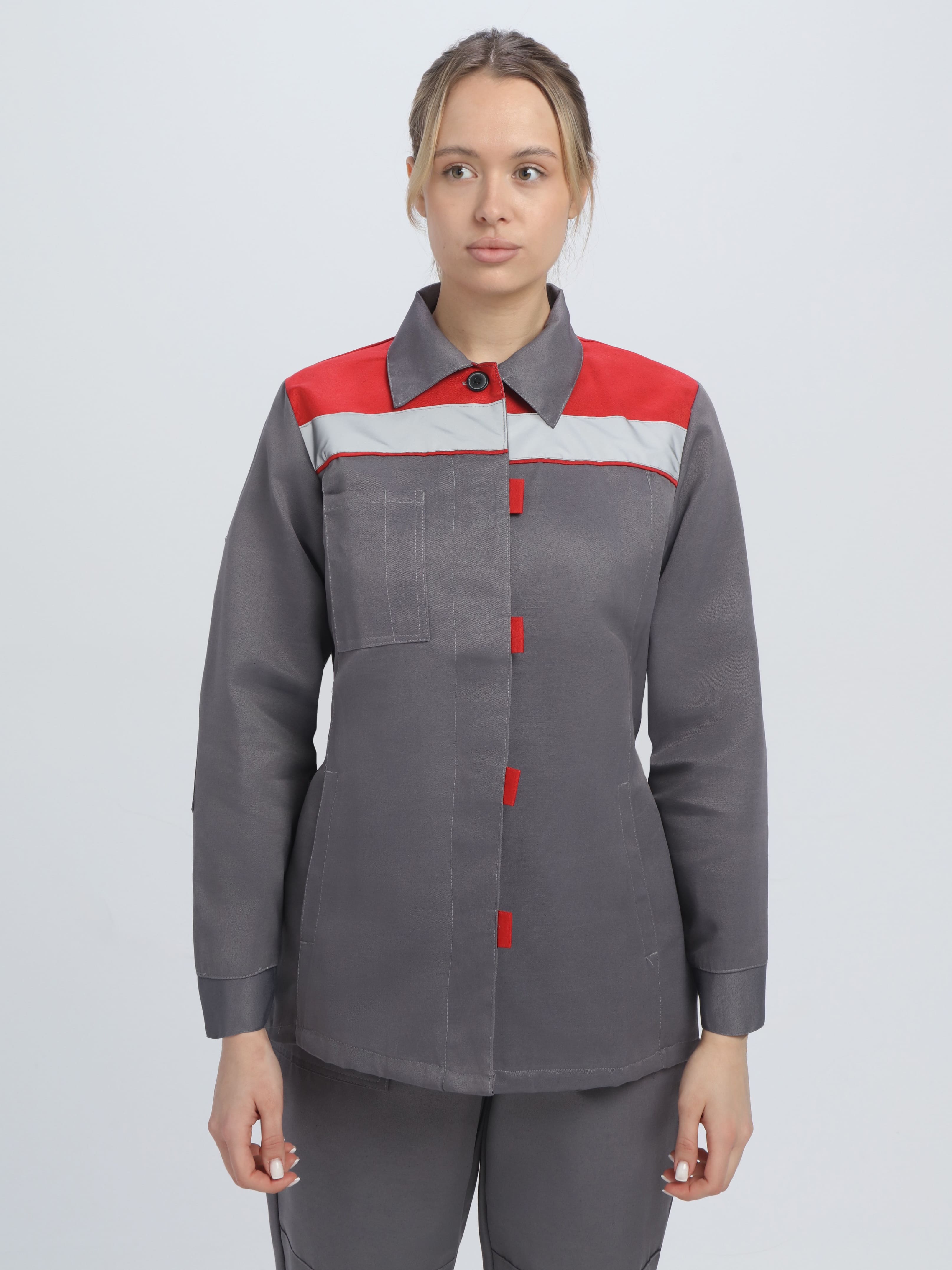 Костюм женский Весна-1 СОП NEW (тк.Смесовая,210) брюки, т.серый/красный - 4