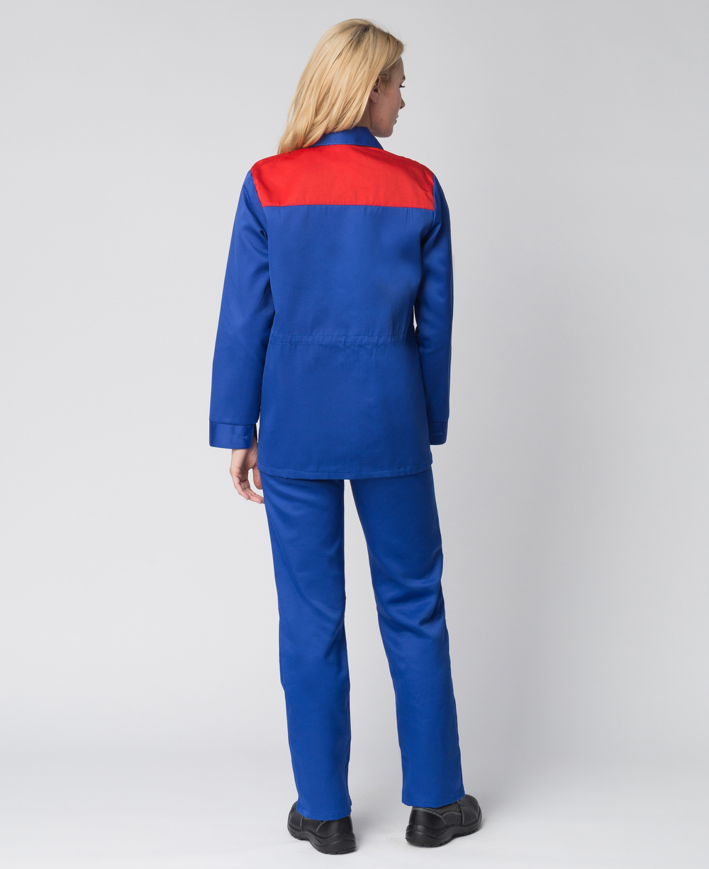Костюм женский NEW (тк.Смесовая,210) брюки, васильковый/красный - 3