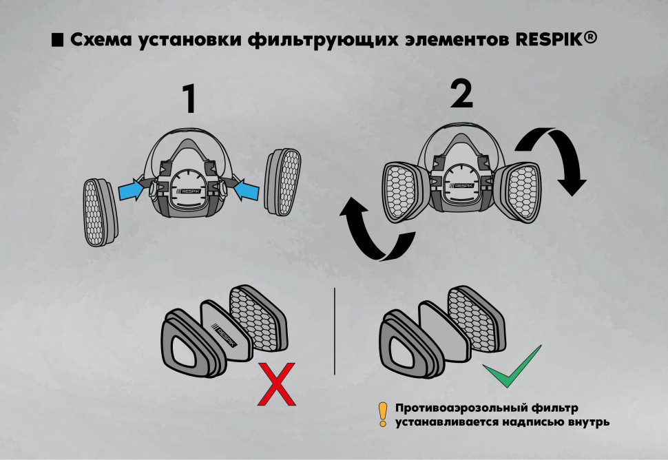 Комплект для защиты дыхания RESPIK® H800 А1В1Е1К1P2 R